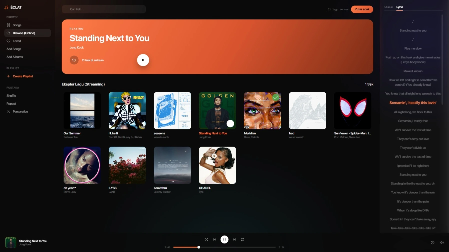 Music Streaming Audio UI Preview